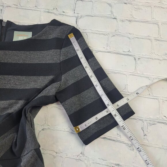 Maeve Anthropology Dress Gray Black Slimming Stripe Pencil Office Party size 6 - Picture 7 of 13